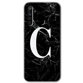 Realme 5I Siyah Mermer Desenli Ç Harfi Baskılı Uyumlu Silikon Kılıf
