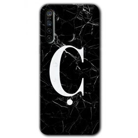 Realme 5I Siyah Mermer Desenli Ç Harfi Baskılı Uyumlu Silikon Kılıf
