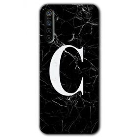 Realme 5I Siyah Mermer Desenli Ç Harfi Baskılı Uyumlu Silikon Kılıf