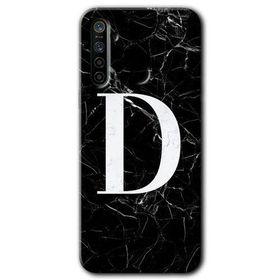 Realme 5I Siyah Mermer Desenli D Harfi Baskılı Uyumlu Silikon Kılıf