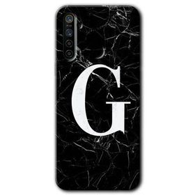 Realme 5I Siyah Mermer Desenli G Harfi Baskılı Uyumlu Silikon Kılıf