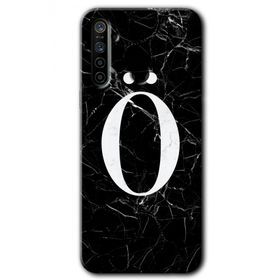 Realme 5I Siyah Mermer Desenli Ö Harfi Baskılı Uyumlu Silikon Kılıf