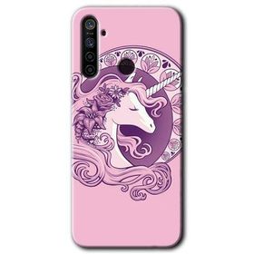 Realme 5I Unicorn Pembe Baskılı Uyumlu Silikon Kılıf