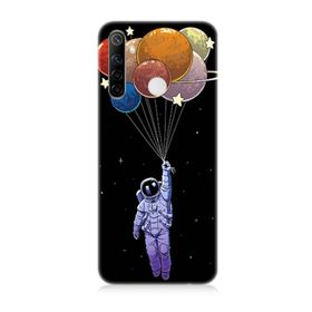 Realme 5i Uyumlu Astronot Ve Gezegenler Baskılı Silikon Kılıf