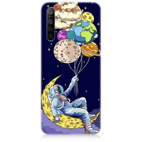 Realme 5i Uyumlu Astronot Ve Gezegenler Baskılı Silikon Kılıf