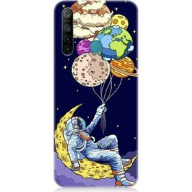 Realme 5i Uyumlu Astronot Ve Gezegenler Baskılı Silikon Kılıf