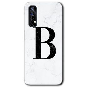 Realme 7 Beyaz Mermer Desenli B Harfi Baskılı Uyumlu Silikon Kılıf