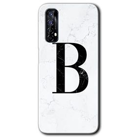 Realme 7 Beyaz Mermer Desenli B Harfi Baskılı Uyumlu Silikon Kılıf