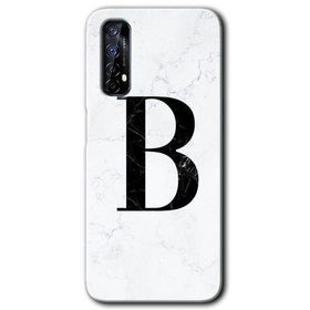 Realme 7 Beyaz Mermer Desenli B Harfi Baskılı Uyumlu Silikon Kılıf