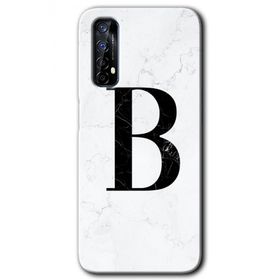Realme 7 Beyaz Mermer Desenli B Harfi Baskılı Uyumlu Silikon Kılıf