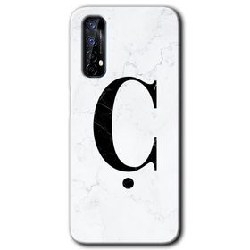 Realme 7 Beyaz Mermer Desenli Ç Harfi Baskılı Uyumlu Silikon Kılıf