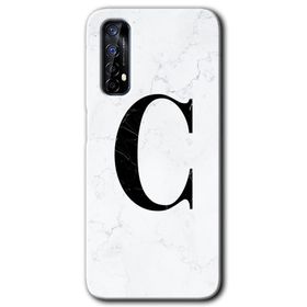 Realme 7 Beyaz Mermer Desenli Ç Harfi Baskılı Uyumlu Silikon Kılıf