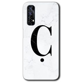 Realme 7 Beyaz Mermer Desenli Ç Harfi Baskılı Uyumlu Silikon Kılıf