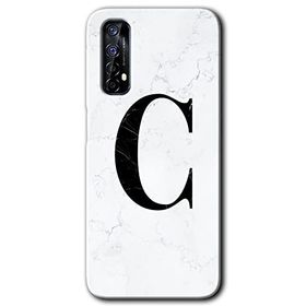 Realme 7 Beyaz Mermer Desenli Ç Harfi Baskılı Uyumlu Silikon Kılıf