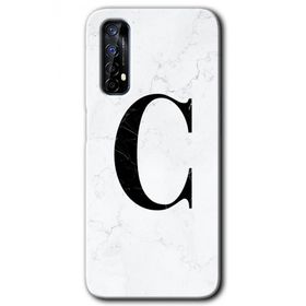 Realme 7 Beyaz Mermer Desenli Ç Harfi Baskılı Uyumlu Silikon Kılıf