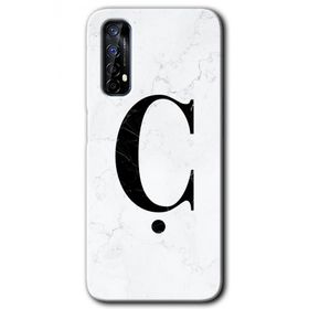 Realme 7 Beyaz Mermer Desenli Ç Harfi Baskılı Uyumlu Silikon Kılıf