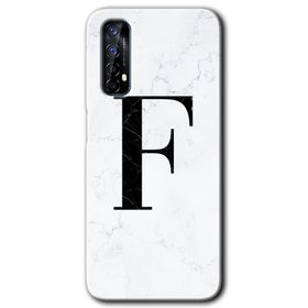 Realme 7 Beyaz Mermer Desenli F Harfi Baskılı Uyumlu Silikon Kılıf