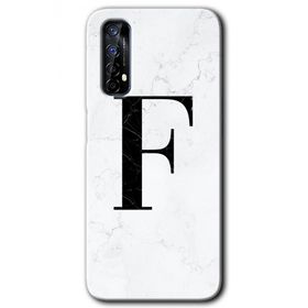 Realme 7 Beyaz Mermer Desenli F Harfi Baskılı Uyumlu Silikon Kılıf