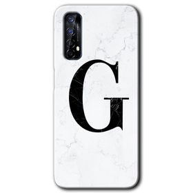 Realme 7 Beyaz Mermer Desenli G Harfi Baskılı Uyumlu Silikon Kılıf
