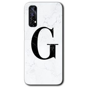 Realme 7 Beyaz Mermer Desenli G Harfi Baskılı Uyumlu Silikon Kılıf