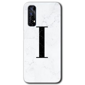 Realme 7 Beyaz Mermer Desenli İ Harfi Baskılı Uyumlu Silikon Kılıf