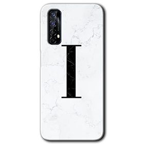 Realme 7 Beyaz Mermer Desenli İ Harfi Baskılı Uyumlu Silikon Kılıf