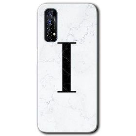 Realme 7 Beyaz Mermer Desenli İ Harfi Baskılı Uyumlu Silikon Kılıf