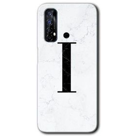 Realme 7 Beyaz Mermer Desenli İ Harfi Baskılı Uyumlu Silikon Kılıf