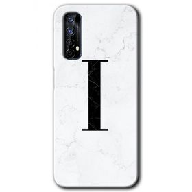 Realme 7 Beyaz Mermer Desenli İ Harfi Baskılı Uyumlu Silikon Kılıf