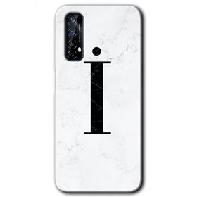 Realme 7 Beyaz Mermer Desenli İ Harfi Baskılı Uyumlu Silikon Kılıf