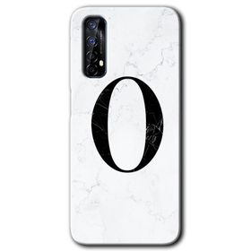 Realme 7 Beyaz Mermer Desenli O Harfi Baskılı Uyumlu Silikon Kılıf