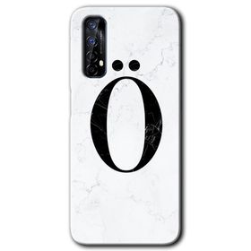 Realme 7 Beyaz Mermer Desenli O Harfi Baskılı Uyumlu Silikon Kılıf