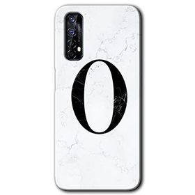 Realme 7 Beyaz Mermer Desenli O Harfi Baskılı Uyumlu Silikon Kılıf