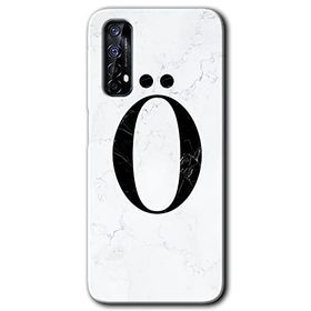 Realme 7 Beyaz Mermer Desenli O Harfi Baskılı Uyumlu Silikon Kılıf