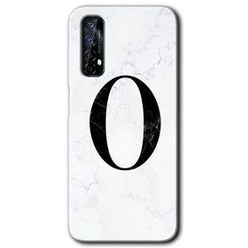 Realme 7 Beyaz Mermer Desenli O Harfi Baskılı Uyumlu Silikon Kılıf