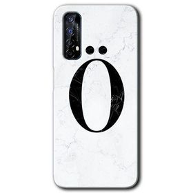 Realme 7 Beyaz Mermer Desenli O Harfi Baskılı Uyumlu Silikon Kılıf