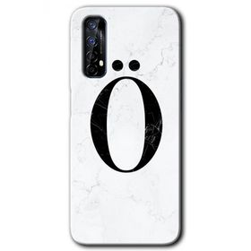 Realme 7 Beyaz Mermer Desenli O Harfi Baskılı Uyumlu Silikon Kılıf