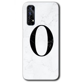 Realme 7 Beyaz Mermer Desenli O Harfi Baskılı Uyumlu Silikon Kılıf