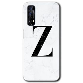 Realme 7 Beyaz Mermer Desenli Z Harfi Baskılı Uyumlu Silikon Kılıf