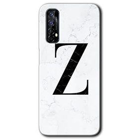 Realme 7 Beyaz Mermer Desenli Z Harfi Baskılı Uyumlu Silikon Kılıf