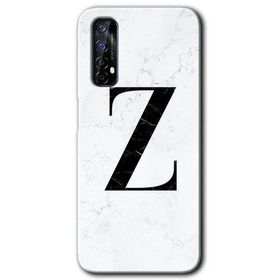 Realme 7 Beyaz Mermer Desenli Z Harfi Baskılı Uyumlu Silikon Kılıf