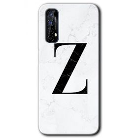 Realme 7 Beyaz Mermer Desenli Z Harfi Baskılı Uyumlu Silikon Kılıf