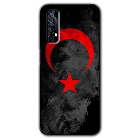 Realme 7 Black Ayyıldız Baskılı Uyumlu Silikon Kılıf