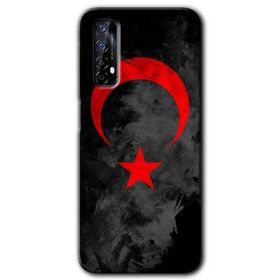 Realme 7 Black Ayyıldız Baskılı Uyumlu Silikon Kılıf