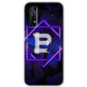 Realme 7 Dark Neon Yaprak B Harfi Baskılı Uyumlu Silikon Kılıf