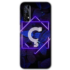 Realme 7 Dark Neon Yaprak C Harfi Baskılı Uyumlu Silikon Kılıf