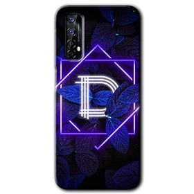 Realme 7 Dark Neon Yaprak D Harfi Baskılı Uyumlu Silikon Kılıf