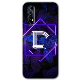 Realme 7 Dark Neon Yaprak D Harfi Baskılı Uyumlu Silikon Kılıf