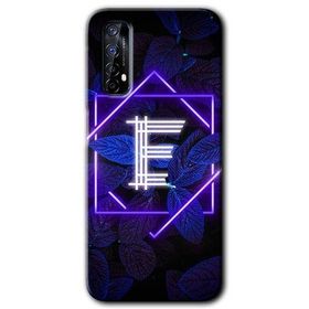 Realme 7 Dark Neon Yaprak E Harfi Baskılı Uyumlu Silikon Kılıf