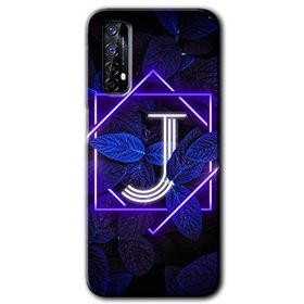 Realme 7 Dark Neon Yaprak J Harfi Baskılı Uyumlu Silikon Kılıf